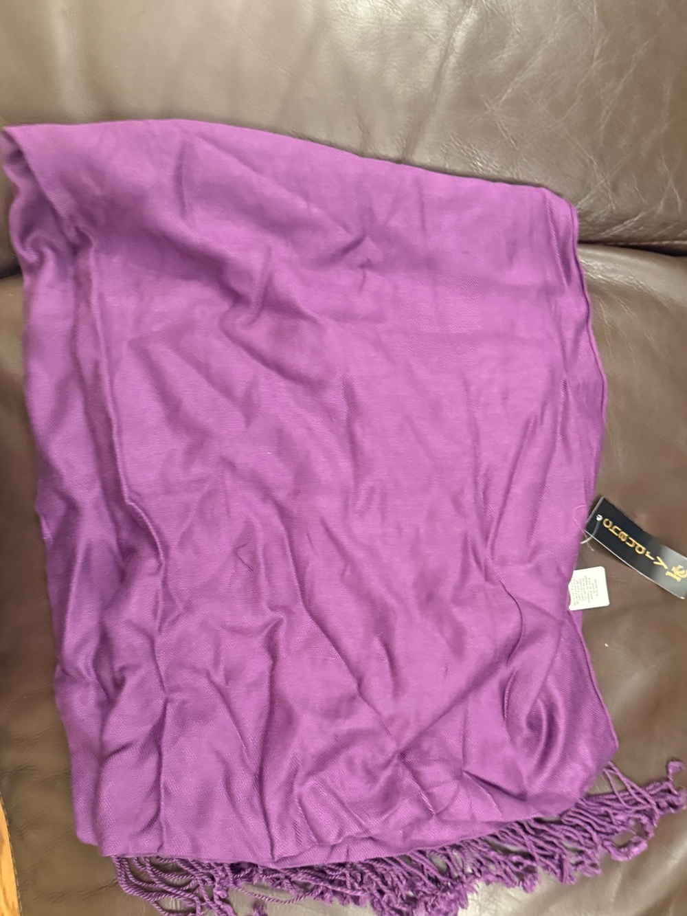 Purple Fringe Wrap Scarf